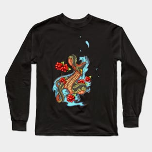 Colorful angry snake with flowers Long Sleeve T-Shirt